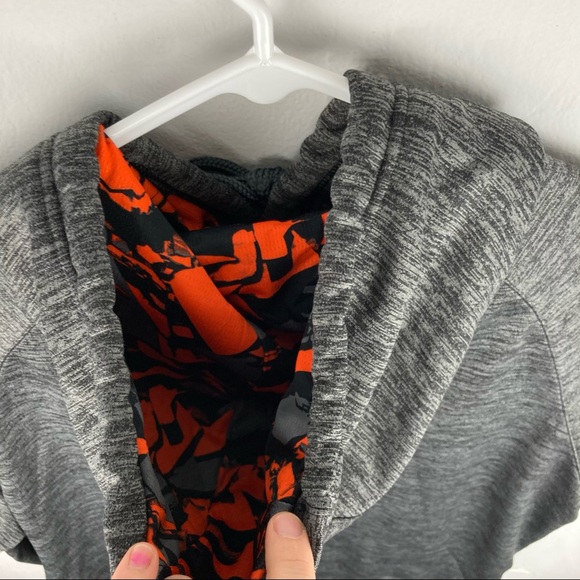Russell Athletic Men’s Gray Hoodie Size M Fleece Lined Orange Camo Hood - Picture 13 of 15